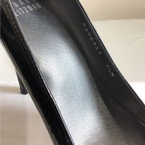 Stuart Weitzman Black Platswoon Pump Heel Shoes Patent Leather Size 7 1/2 - Picture 11 of 16